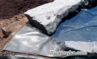 Изготовление декоративного пруда из природного камня.