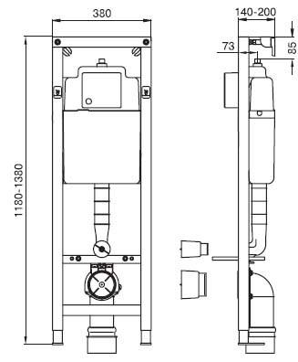 Система инсталляции для подвесного унитаза Wisa 3100 Carre WC Front арт. 8050421422